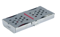 [RDJ-370-05/RD] Ergonish Stainless Steel Instrument Cassettes with Furrow Holes, (5 instruments), Red, 185x90x25mm