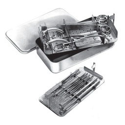 [RQ-188-00] Tracheotomy Set Complete In Metal Case 200x100x40mm,With 2 Perforated Trays